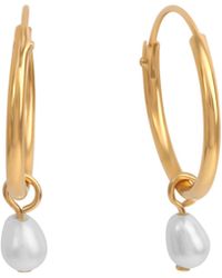 Zeeme - Pearls Ohrringe Silber 925 Vergoldet Mit Weißen Perlen 3X5Mm - Lyst