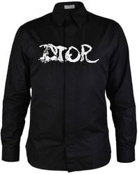 Dior - Cotton Shirt With Embroidered Inscription - Lyst