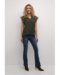 Cream - Kurzarm-Bluse Straight Fit Deep Depths Dark - Lyst