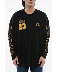Off-White c/o Virgil Abloh - Ow23 Katoenen T-shirt Met Ronde Hals En Prints In Zwart - Lyst