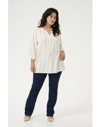 Kaffe - Blouse Met Lange Mouwen Regular Fit Chalk / Chinchilla Stripe White - Lyst