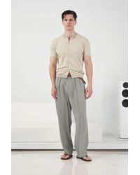 Giesto - Mid Waist Wide Leg Pleated Trousers - Lyst