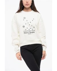 Maison Margiela - Mm1 Mm10 Sweatshirt Met Ronde Hals En Maxi-borduursel Op De Voorkant In Wit - Lyst