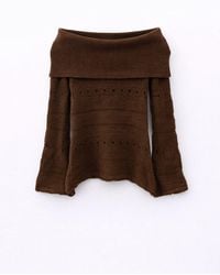 MixRay - Off Shoulder Textured Ribbed Sweater With Cut Out Details - Lyst