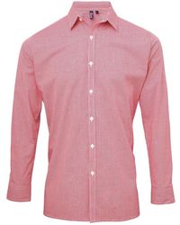 PREMIER - Gingham Long-Sleeved Shirt Cotton - Lyst
