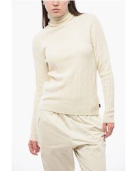 Woolrich - Geribbelde Kasjmiermix Trui Met Coltrui In Wit - Lyst