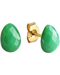 Jamelli - Ohrringe Silber 925 Vergoldet Mit Echtem Chrysopras 8X6,5Mm - Lyst
