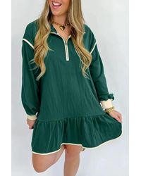 Azura Exchange - Rok Met Rimpel En Lange Mouwen Jurk - Lyst