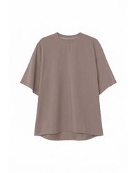 Basiclo - Oversized Premium T-Shirt Donkerbeige - Lyst