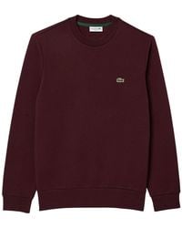 Lacoste - Rundhalsausschnitt Sweatshirt Für Herren Fleece (Bordeauxrot) - Lyst