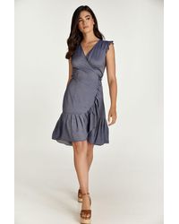 Conquista - Denim Style Wrap Dress - Lyst