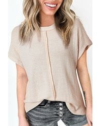 Azura Exchange - Waffle Knit Short Sleeve Top - Lyst
