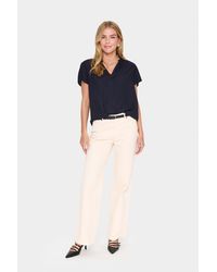 Saint Tropez - Blouse Met Korte Mouwen Regular Fit Night Sky Dark - Lyst