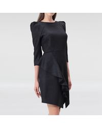 Smart & Joy - Stretch Suede Jurk Met Ruches Op Rok - Lyst