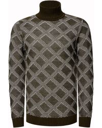 Rusty Neal - Grobstrick Mit Karomuster Rollkragen-Pullover - Lyst