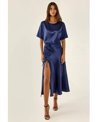 Hiccup - Satin Crew Neck Short Sleeve Blouse - Lyst