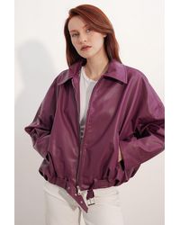 Bigdart - Oversized Faux Leather Belted Jacket - Lyst