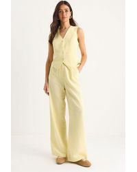 Bianco Lucci - V-Neck Vest And Wide Leg Pants Two-Piece Coord Set - Lyst