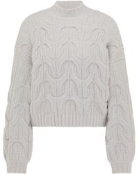 myMo - Strickpullover Damen Hellgrau - Lyst