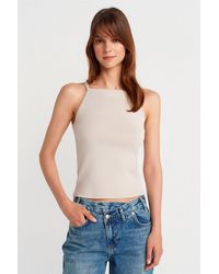 Dilvin - Slim Fit Halter Knit Blouse With Bow Detail - Lyst