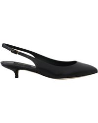 Dolce & Gabbana - Schwarze Leder Slingback High Heels Pumps Schuhe - Lyst