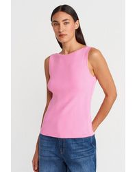 Dilvin - Ribbed Sleeveless Boat Neck Blouse - Lyst