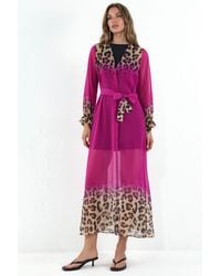 Msn-Collection - Printed Maxi Chiffon Belted Cover-Up - Lyst
