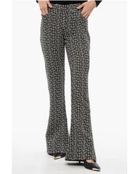 Balmain - Wollen Laag Uitlopende Broek In Zwart En Wit - Lyst