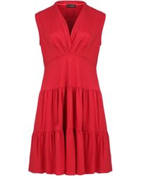 Conquista - Rotes Ärmelloses Jerseykleid Mit V-Ausschnitt – Lockere Passform, Knielang - Lyst