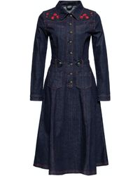 Queen Kerosin - Damen Western Swing Kleid Roses Denim - Lyst