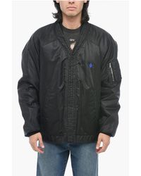 Marcelo Burlon - Wattierte Cross Kimono Bomberjacke Mit Druckknöpfen - Lyst