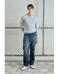 Giesto - Slim Fit Crew Neck T-Shirt With Button Detail - Lyst
