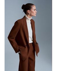 Dilvin - Oversized Lange Crepe Blazer Jas - Lyst