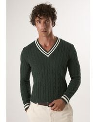 Felix Hardy - Pullover Basic-Pullover Mit V-Ausschnitt Und Zopfmuster - Lyst