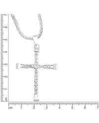 Zeeme - Basic Halskette 925 Poliert Mit Kreuz-Anhänger 55Cm Lang Königskette 2,2Mm Breit - Lyst