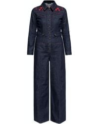 Queen Kerosin - Damen Western Overall Roses Denim - Lyst