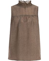 Dreimaster - Blouse Dames Olijf Wol Wit - Lyst