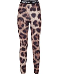 Philipp Plein - Broeken ,Bruin ,Leer High Waist Broeken - Lyst