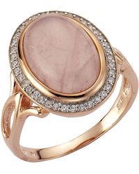 Zeeme - Gemstones Ring Silber 925 Rosé-Vergoldet Mit Echtem Rosenquarz Und Zirkonia - Lyst