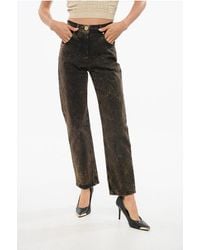 Balmain - Acid Wash Effect Straight Fit Jeans 18cm In Marrone, Nero - Lyst