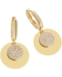 dKeniz - Ohrhänger 925/- Sterling Silber Vergoldet Glänzend Zirkonia Weiß - Lyst