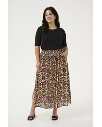 Kaffe - Rok Regular Fit Naturel Leopard Print - Lyst