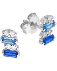 Zeeme - Ohrringe 925 Rhodiniert Mit Zirkonia Blau Und Weiß - Lyst