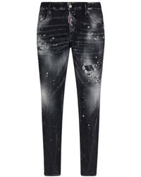 DSquared² - Skater Jean Verfspetterde Jeans Met Vervaagde Zwarte Wassing - Lyst