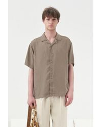 Giesto - Short Sleeve Linen Blended Shirt With Button Closure - Lyst