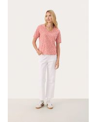 Part Two - T-Shirt Relaxed Fit Bittersweet Mini Grid Flower Floral - Lyst