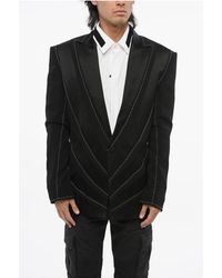 Balmain - Schwarzer Blazer Aus Satin Mit 1 Knopf Und Steigendem Revers - Lyst