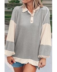 Azura Exchange - Wafelgebreide Kleurblok Pullover Trui - Lyst