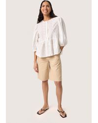 Soaked In Luxury - Kurzarm-Bluse Lockere Passform Broken Offwhite - Lyst