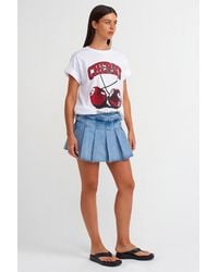 Dilvin - Mid-Waist Mini Denim Skater Skirt - Lyst